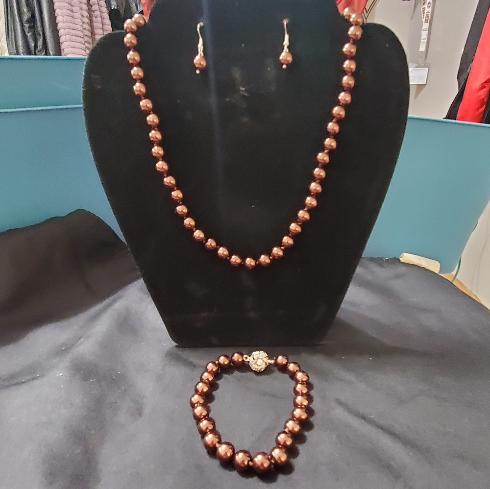 💥925 sterling silver chocolate South Sea Shell Pearl Round Beads
